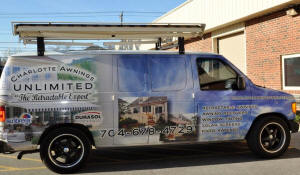 Charlotte Awnings Unlimited showroom van